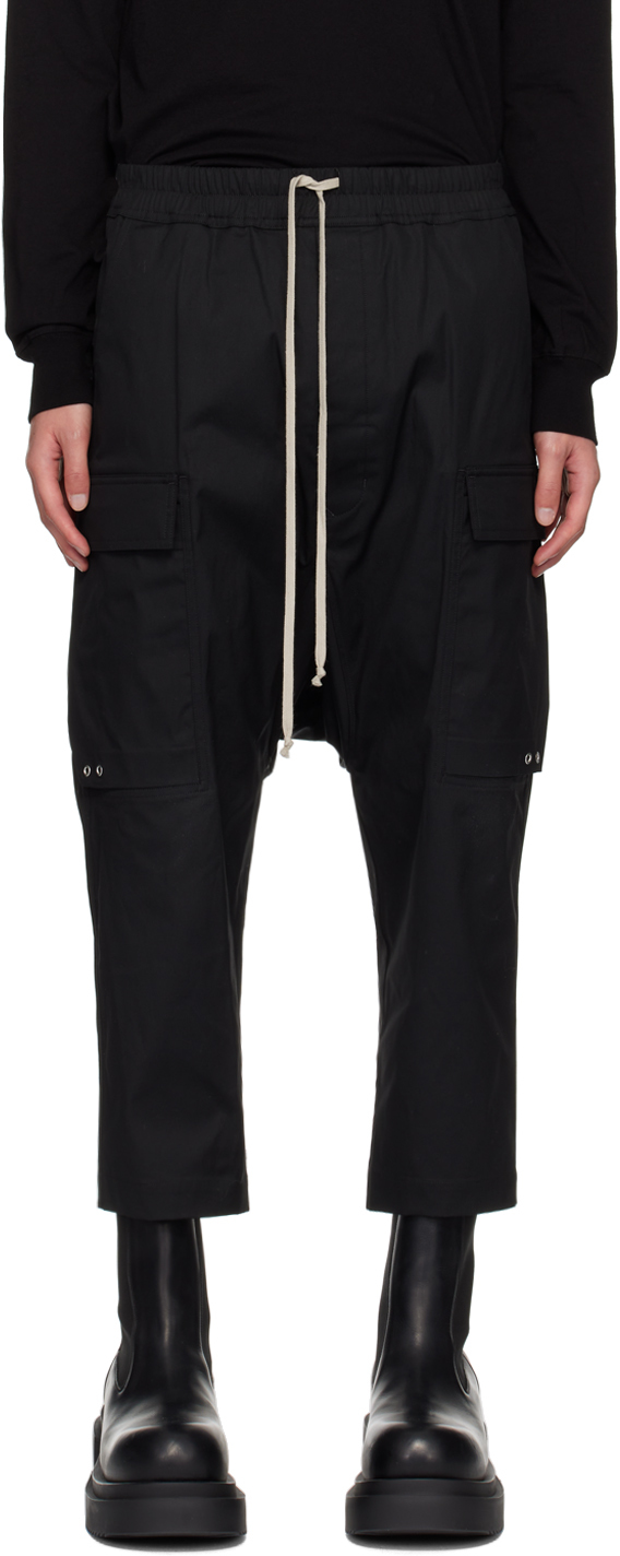 Black Porterville Cropped Cargo Pants by Rick Owens on Sale