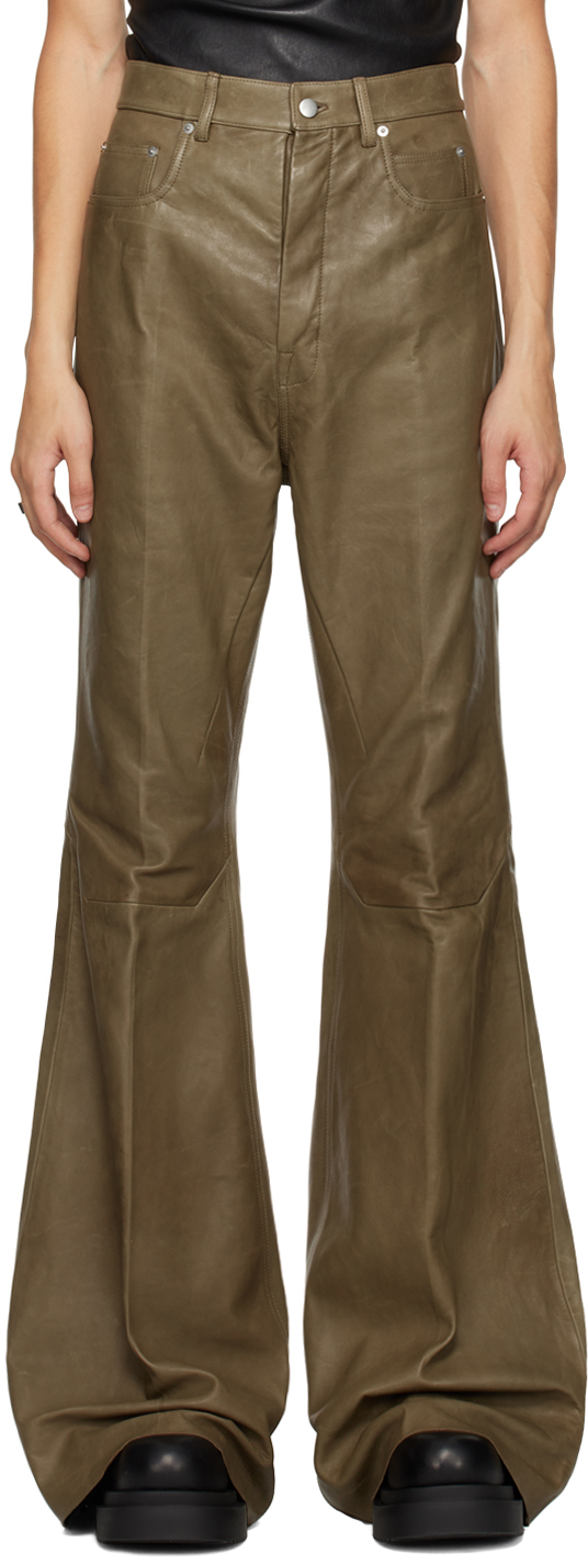 Shop Rick Owens Brown Porterville Bolan Leather Pants In 35 Bean