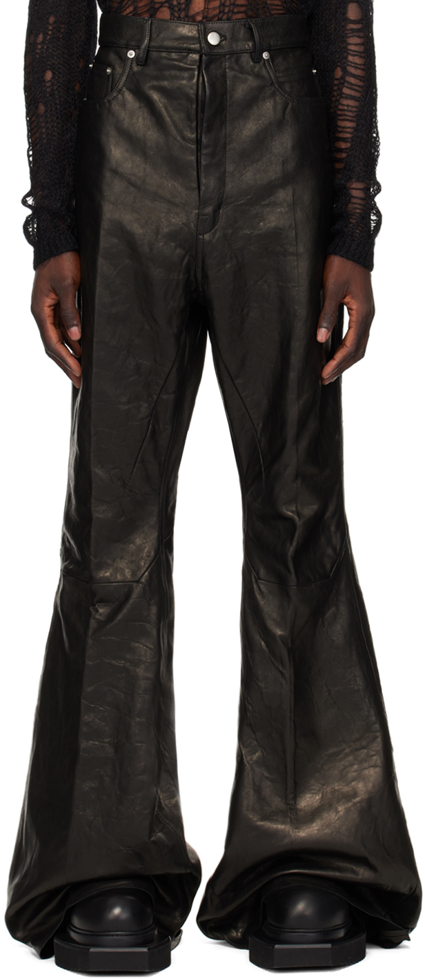 Rick Owens: ブラック Porterville Bolan レザーパンツ | SSENSE
