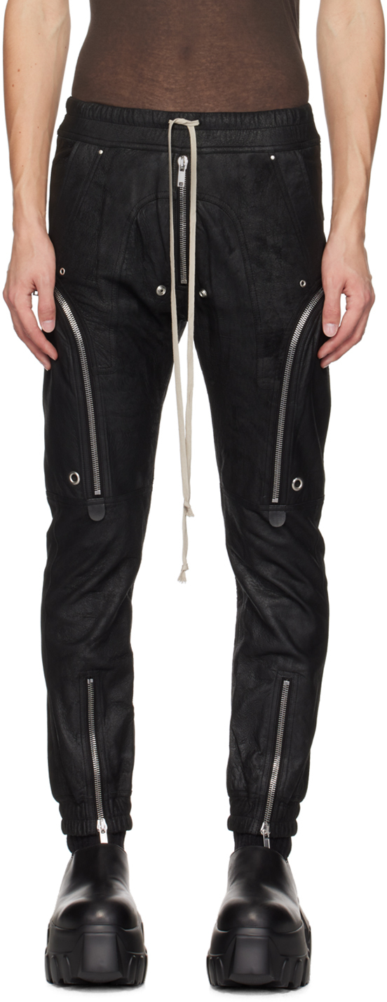 Shop Rick Owens Black Porterville Bauhaus Leather Cargo Pants In 09 Black