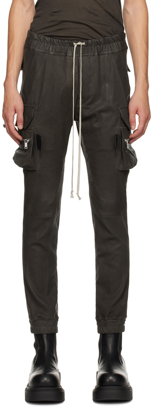 Shop Rick Owens Gray Porterville Leather Pants In 78 Drkdust