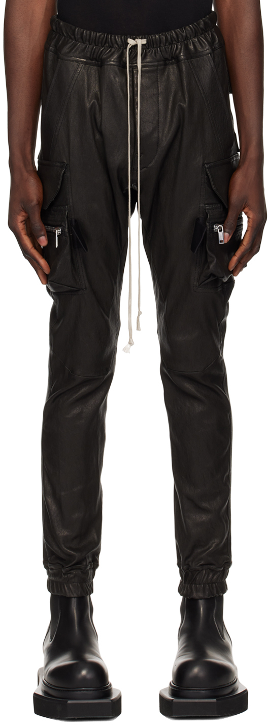 Rick Owens Black Porterville Mastodon Leather Trousers In 09 Black