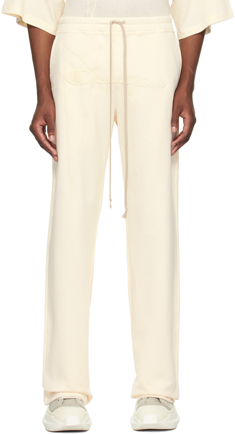 Shop Rick Owens Off-white Champion Edition Dietrich Sweatpants In 21 Natural