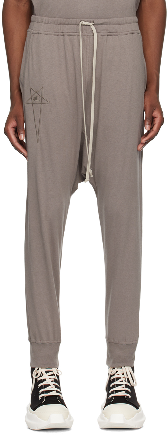 Shop Rick Owens Gray Champion Edition Sweatpants In 34 Dust