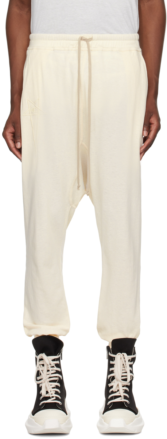 Shop Rick Owens Off-white Champion Edition Prisoner Sweatpants In 21 Natural