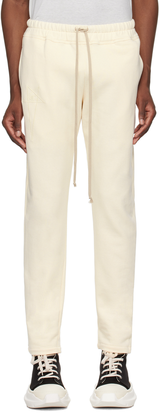 Shop Rick Owens Off-white Champion Edition Prisoner Sweatpants In 21 Natural