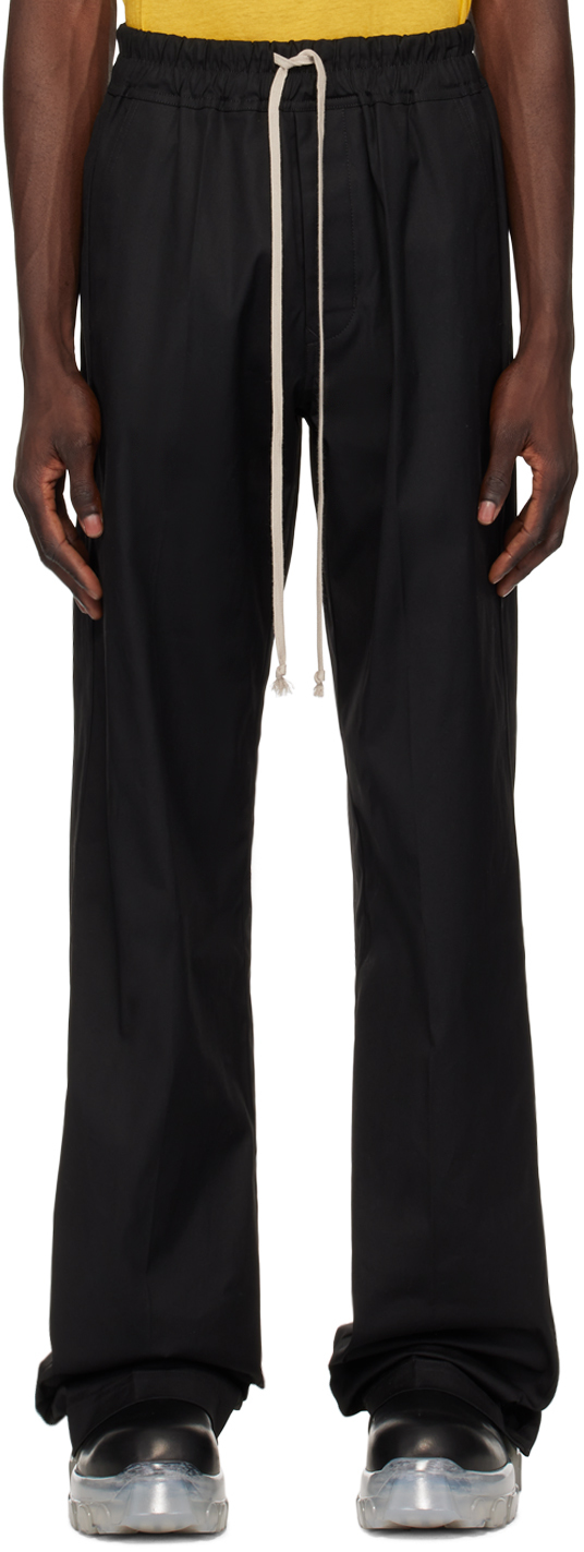 Shop Rick Owens Black Porterville Dietrich Drawstring Trousers In 09 Black