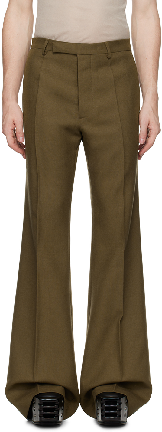 Rick Owens Khaki Porterville Wide Astaires Trousers In 35 Bean