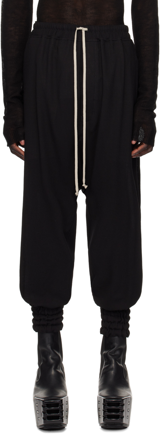 Shop Rick Owens Black Porterville Drawstring Trousers In 09 Black