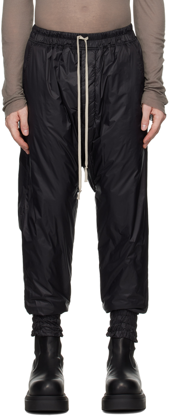 Rick Owens Black Porterville Drawstring Cuffed Sweatpants In 09 Black