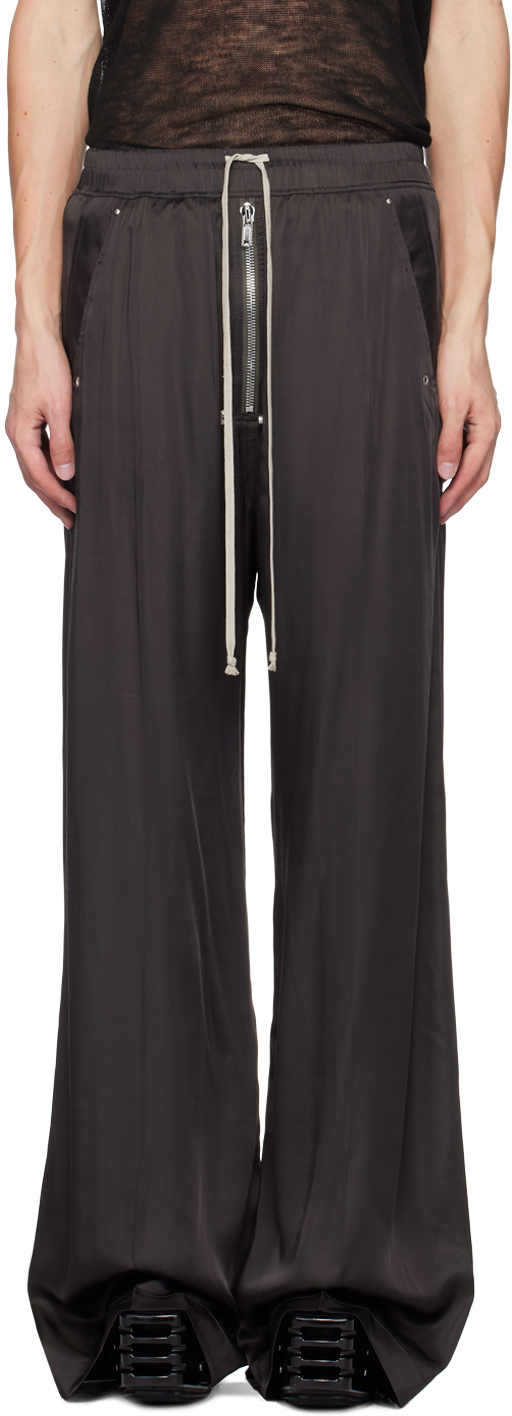 Shop Rick Owens Gray Wide Bela Trousers In 78 Drkdust