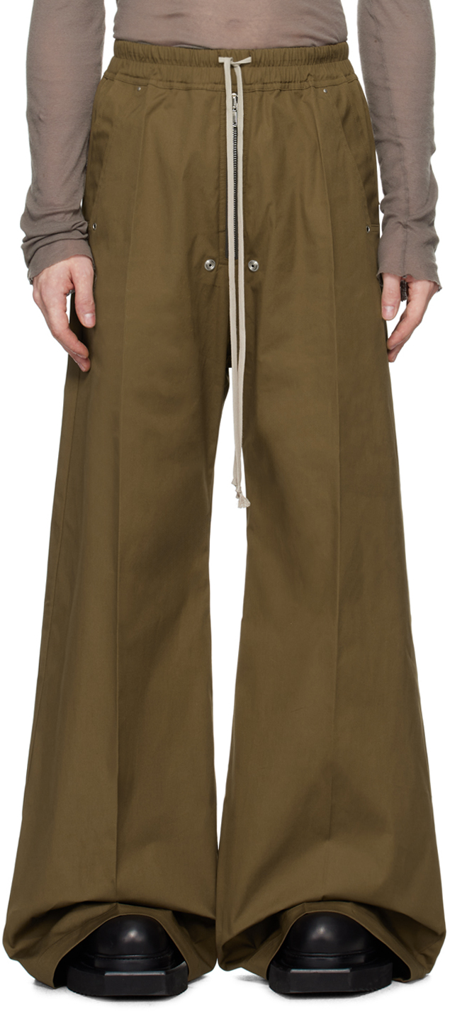 Rick Owens Khaki Porterville Wide Bela Trousers In 35 Bean