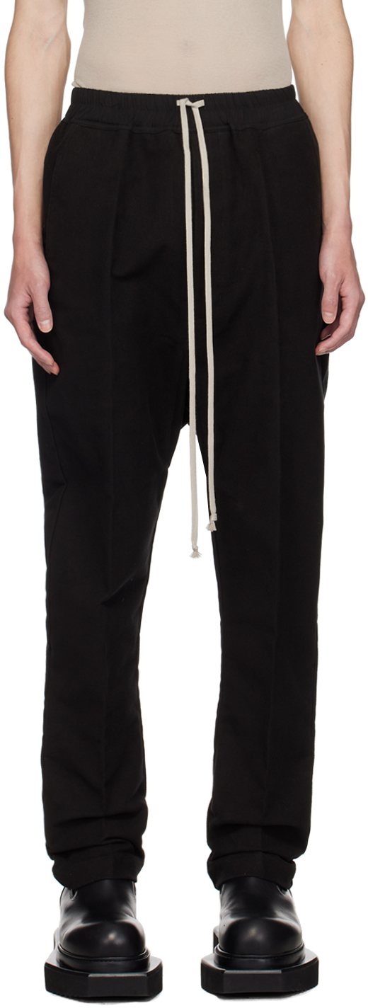 Shop Rick Owens Black Porterville Drawstring Long Trousers In 09 Black