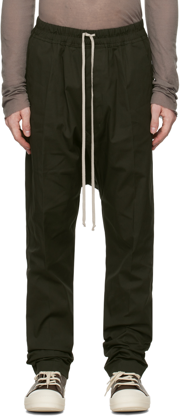 Rick Owens Green Porterville Drawstring Long Trousers In 75 Forest