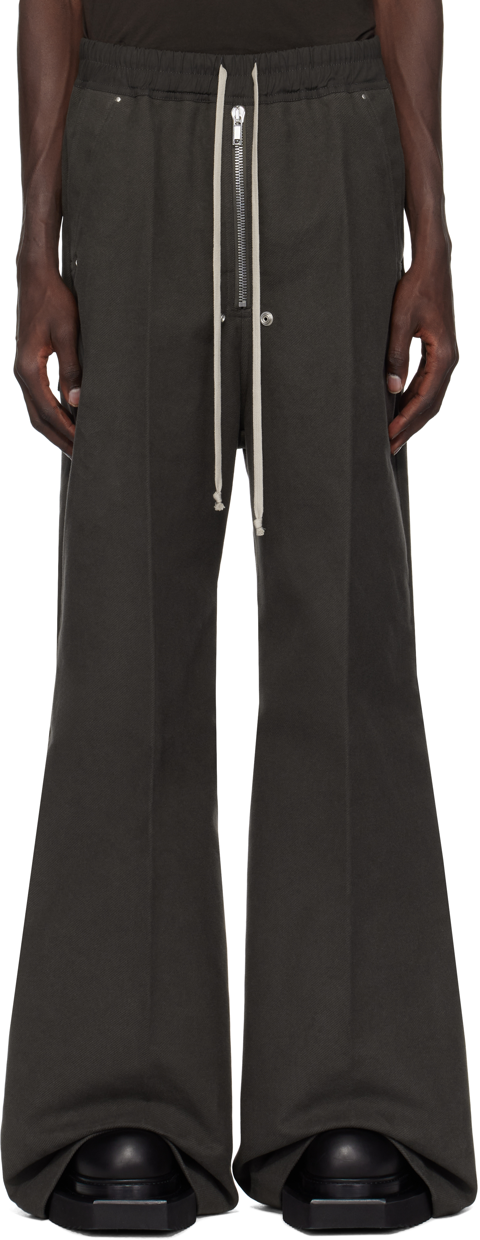 Shop Rick Owens Gray Porterville Wide Bela Trousers In 78 Drkdust