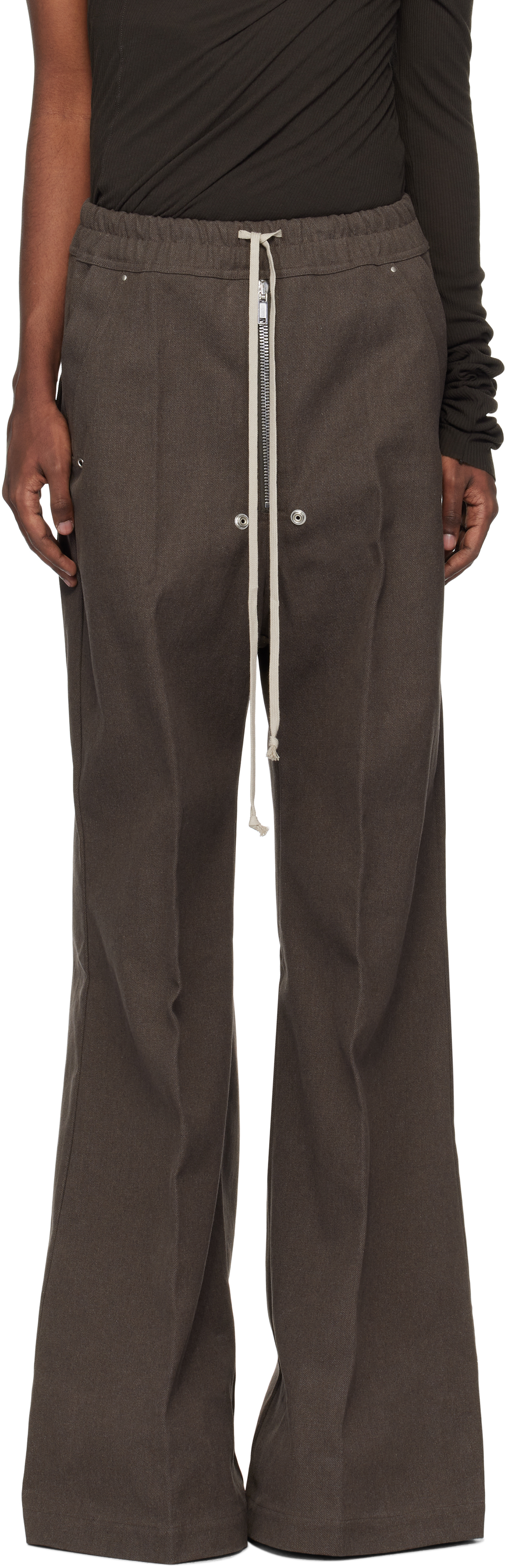 Shop Rick Owens Brown Porterville Wide Bela Trousers In 24 Ash