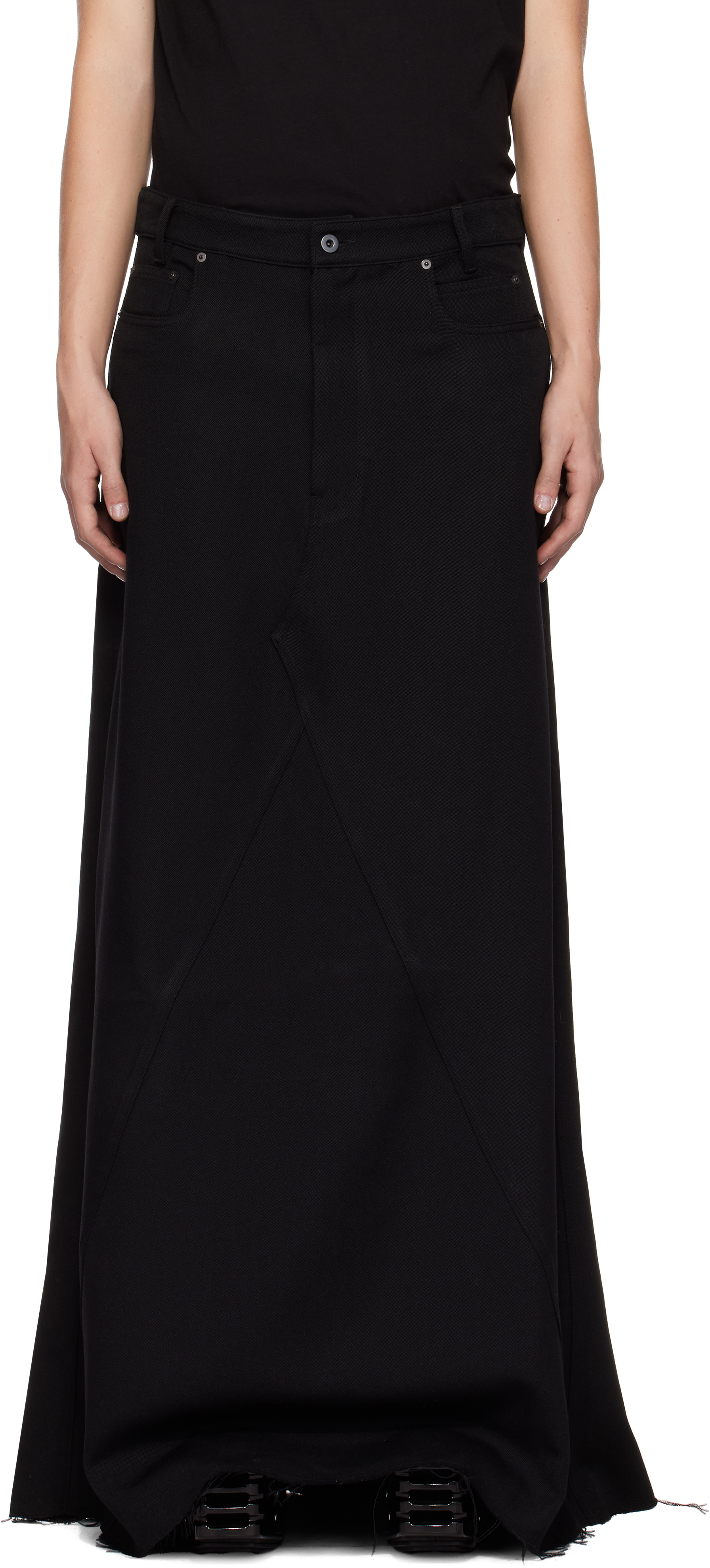 Black Porterville Long Godet Maxi Skirt