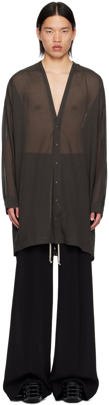 Rick Owens Gray Porterville Larry Shirt In 78 Drkdust