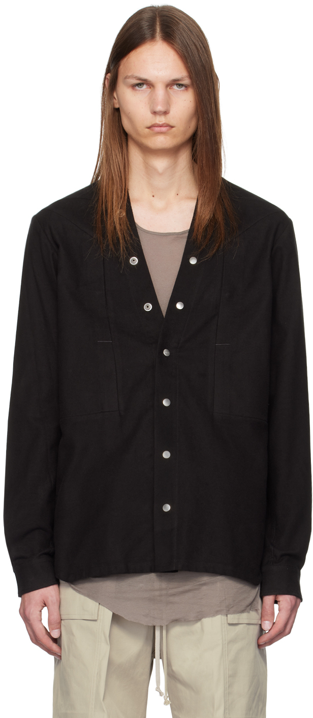 Shop Rick Owens Black Porterville Larry Flogpocket Shirt In 09 Black