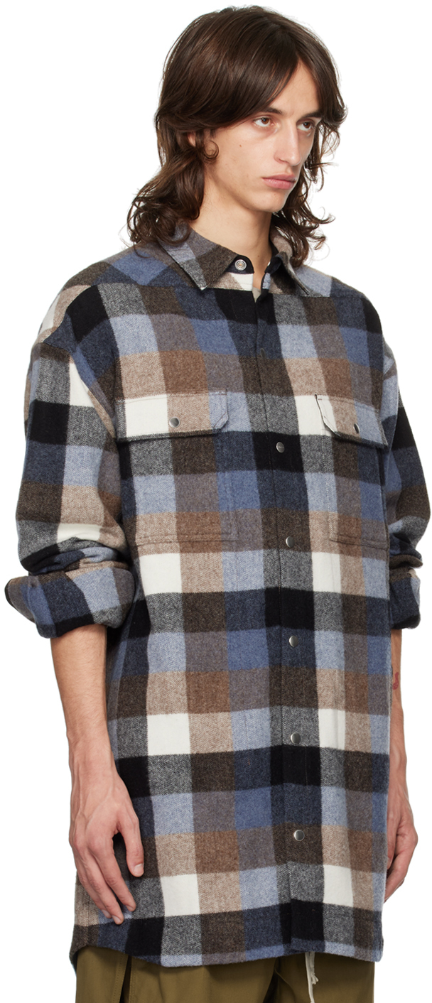 Rick Owens Blue Porterville Oversized Shirt In 36p Pale Blue Plaid