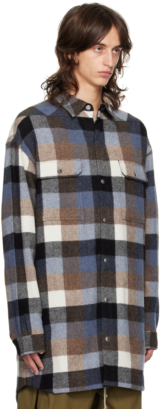 Rick Owens Blue Porterville Oversized Shirt In 36p Pale Blue Plaid