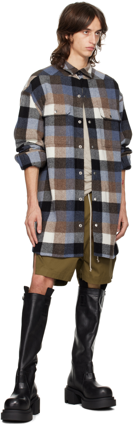 Rick Owens Blue Porterville Oversized Shirt In 36p Pale Blue Plaid