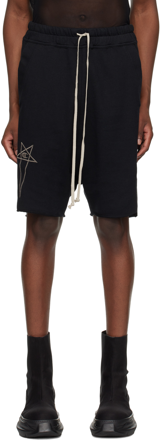 Shop Rick Owens Black Champion Edition Beveled Pods Shorts In 09 Black