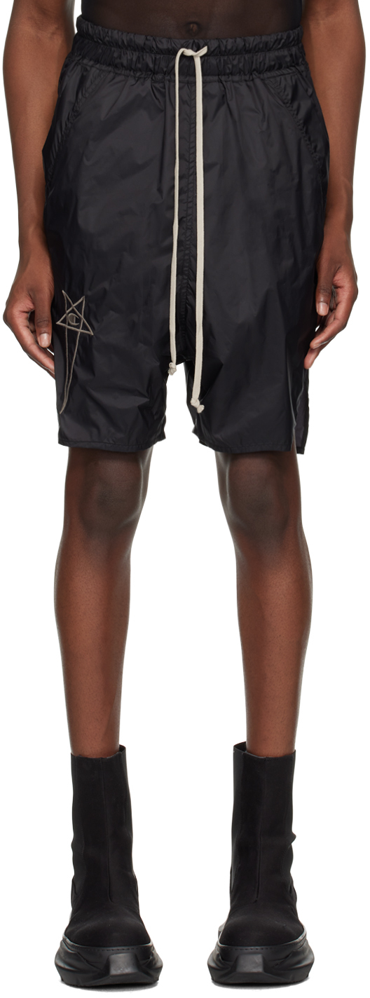 Shop Rick Owens Black Champion Edition Beveled Pods Shorts In 09 Black