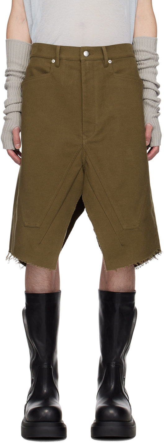 Shop Rick Owens Khaki Porterville Slivered Skirt In 35 Bean