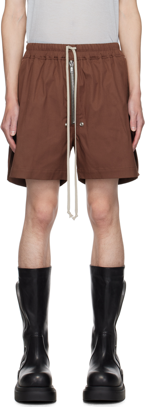 RICK OWENS BROWN PORTERVILLE BELA BOXERS SHORTS 