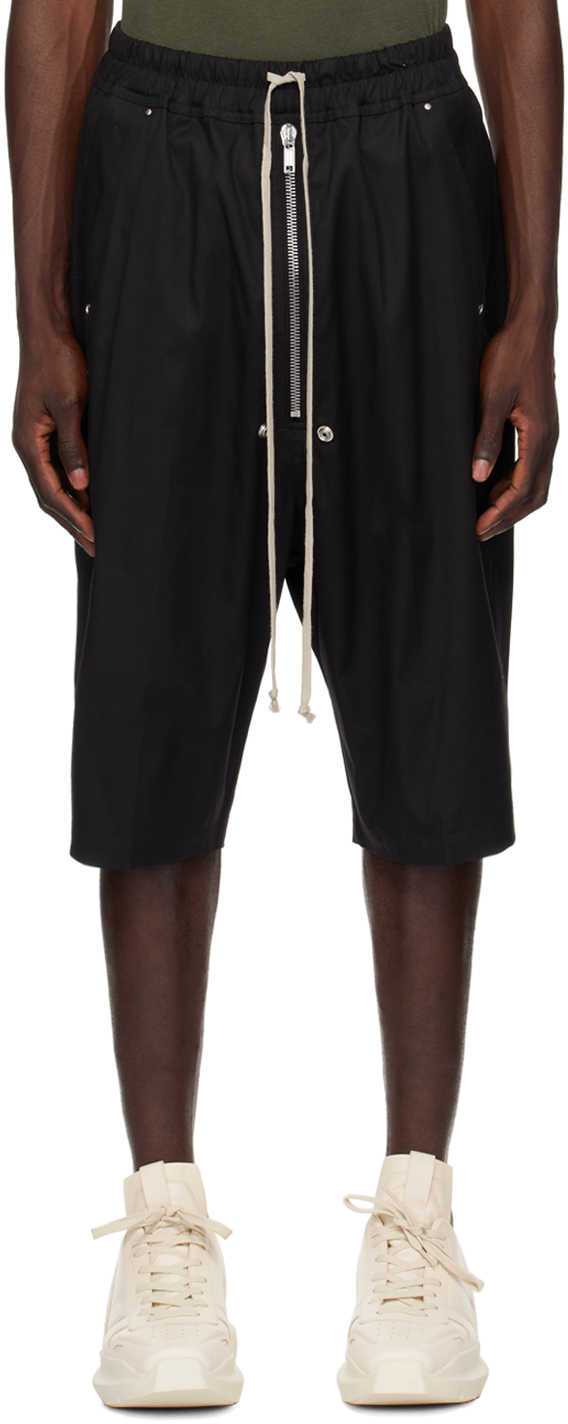 Rick Owens Black Porterville Bela Pods Shorts In 09 Black