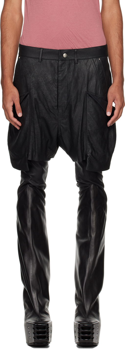 Shop Rick Owens Black Porterville Stefan Cargo Shorts In 09 Black