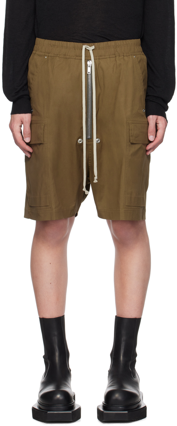 Shop Rick Owens Green Porterville Cargobela Shorts In 35 Bean