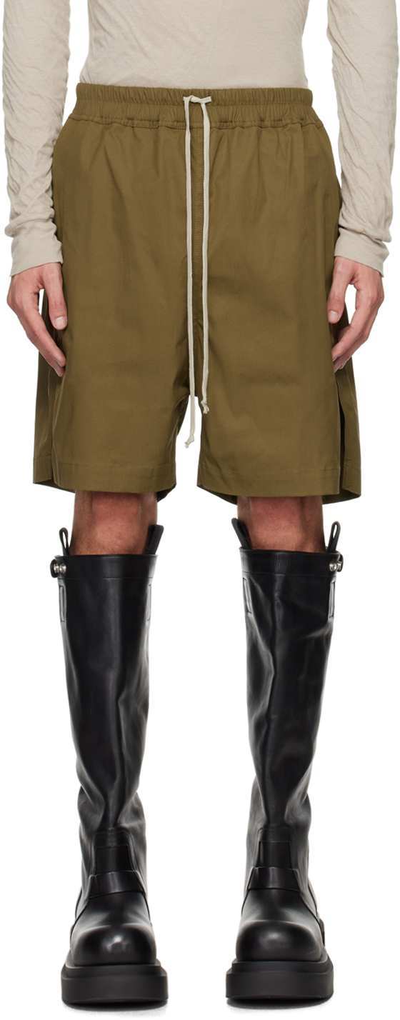 Shop Rick Owens Khaki Porterville Heavy Shorts In 35 Bean