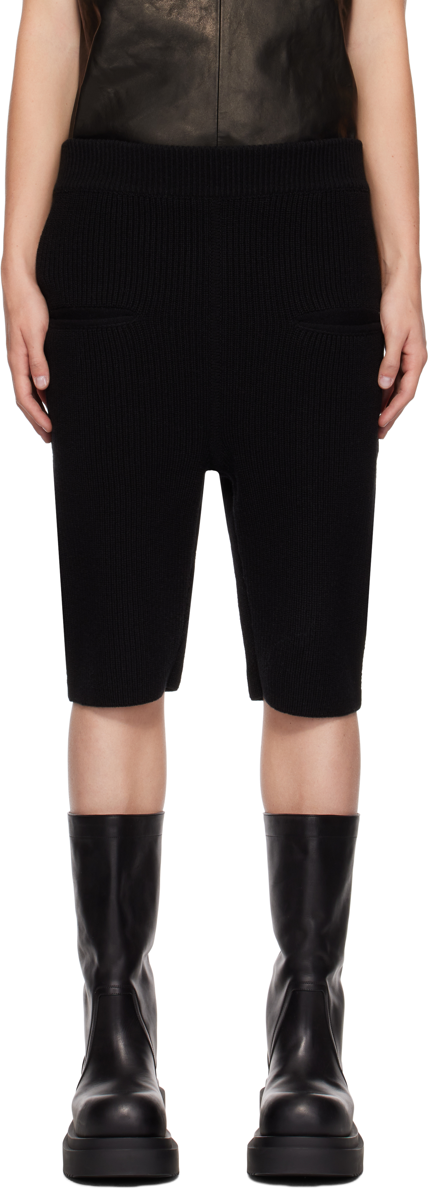 Rick Owens Black Porterville Headon Shorts In 09 Black