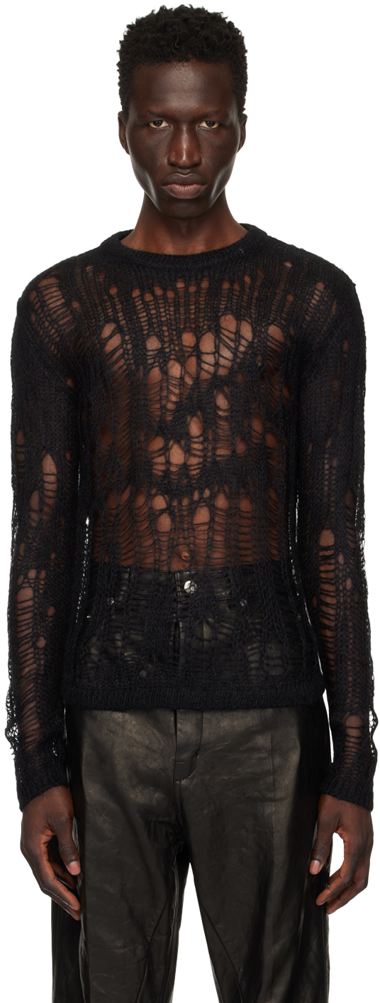 Rick Owens Black Porterville Biker Level Sweater In 09 Black