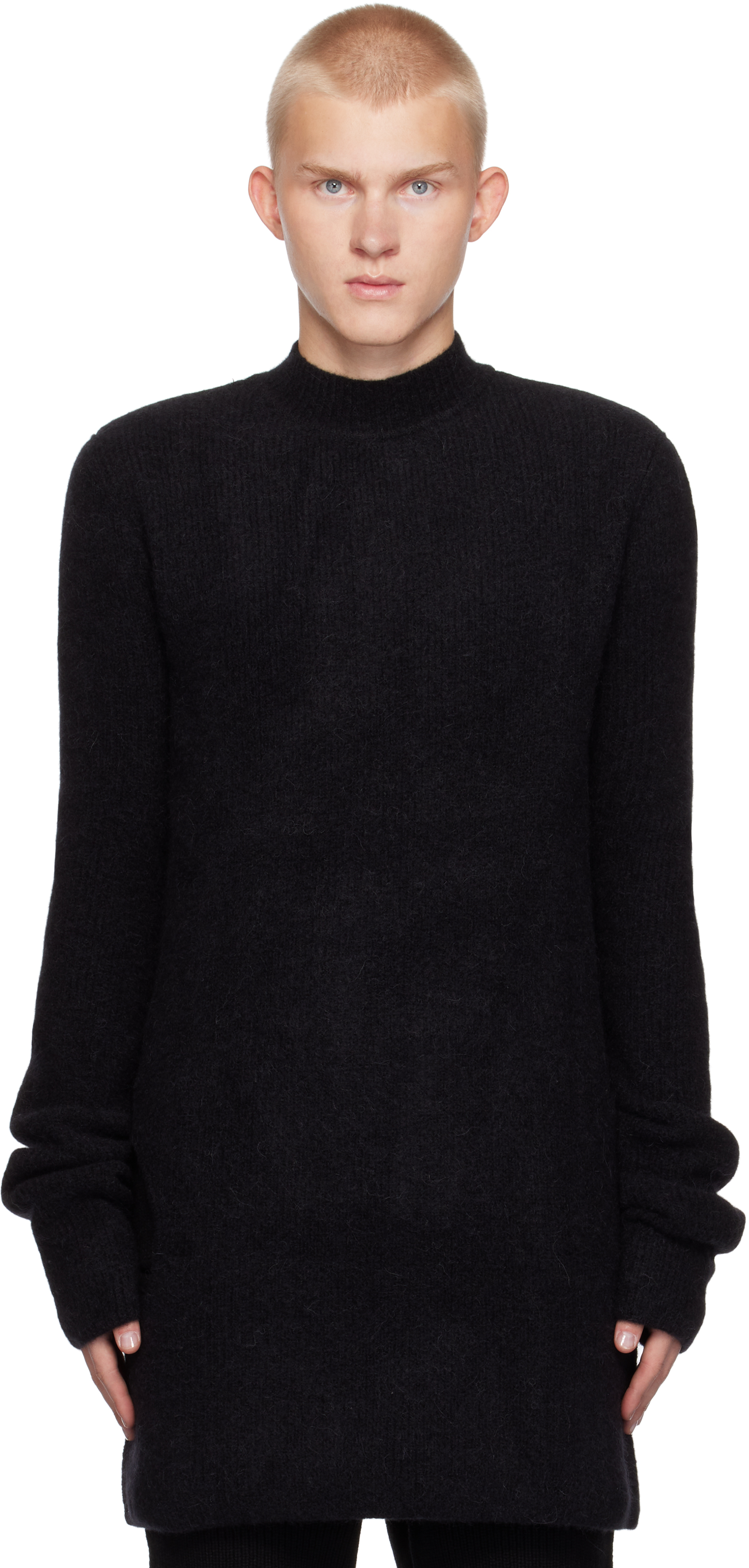 Rick Owens Black Porterville Alpaca Knit Sweater In 09 Black