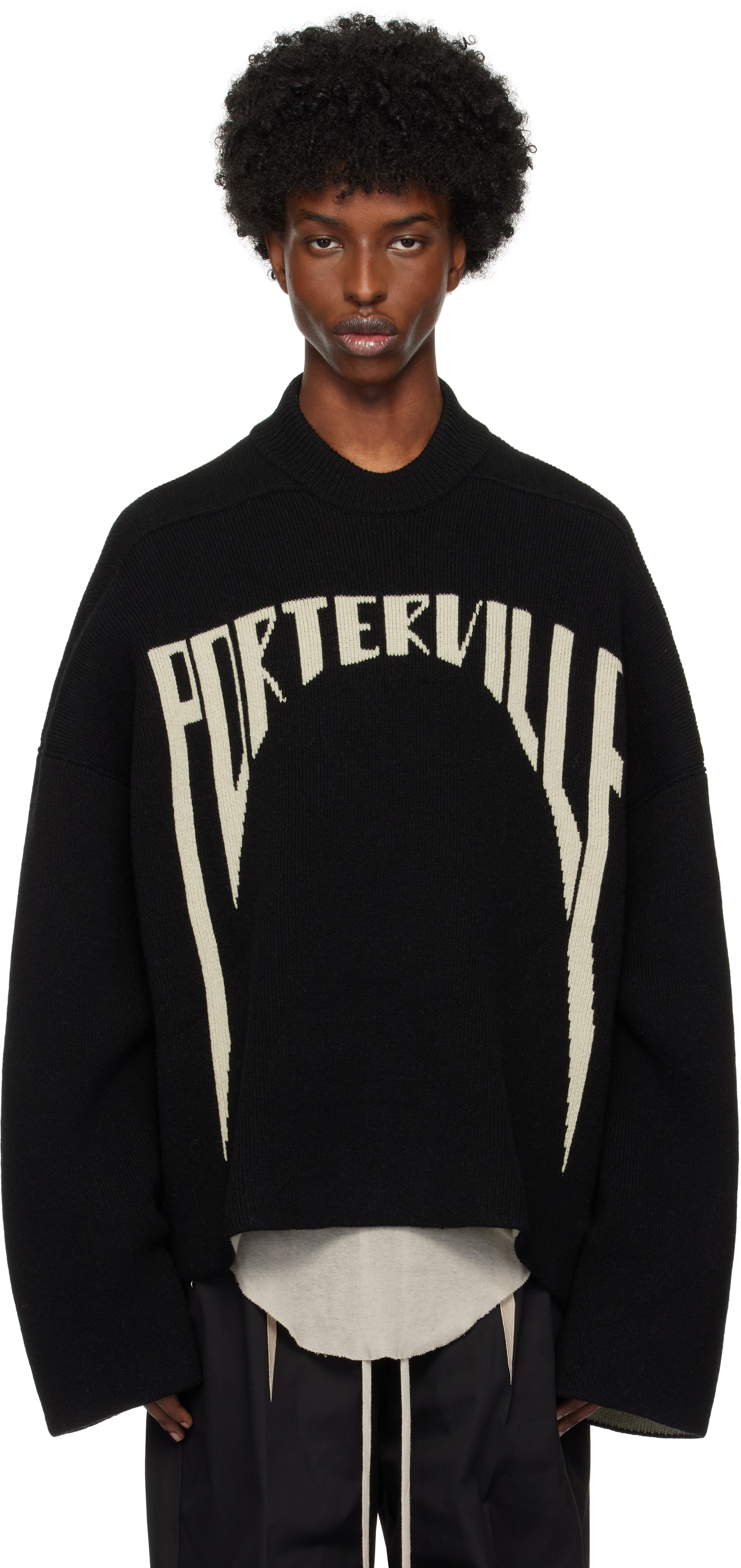 Shop Rick Owens Black Porterville Jumbo Sweater In 0908 Black/pearl