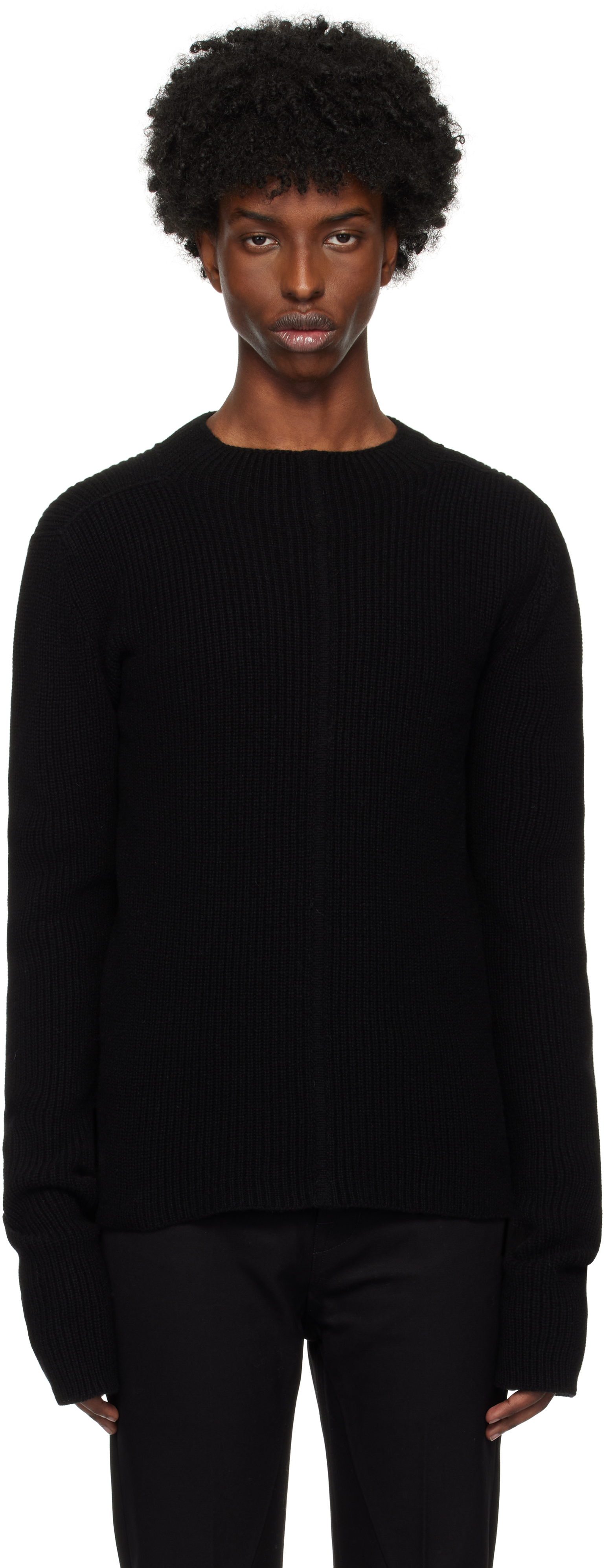 Rick Owens◆リブトリム カットアウト プルオーバー/ニット・セーター(薄手)/S/ウール/ブラック 3GwgUWRHHXtH.jpg?width=768