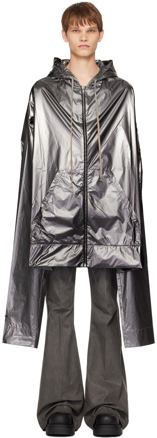 Shop Rick Owens Gunmetal Champion Edition Flyproof Jacket In 18 Silver