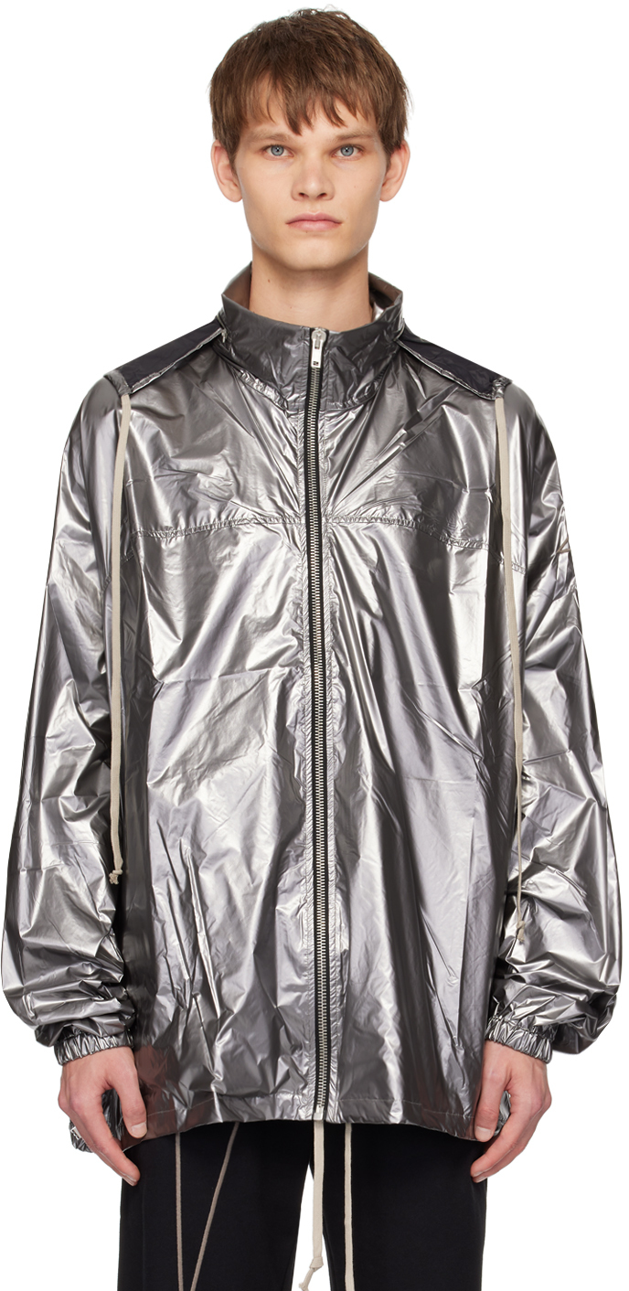 Rick Owens Gunmetal Champion Edition Jumbo Windbreaker In 18 Silver