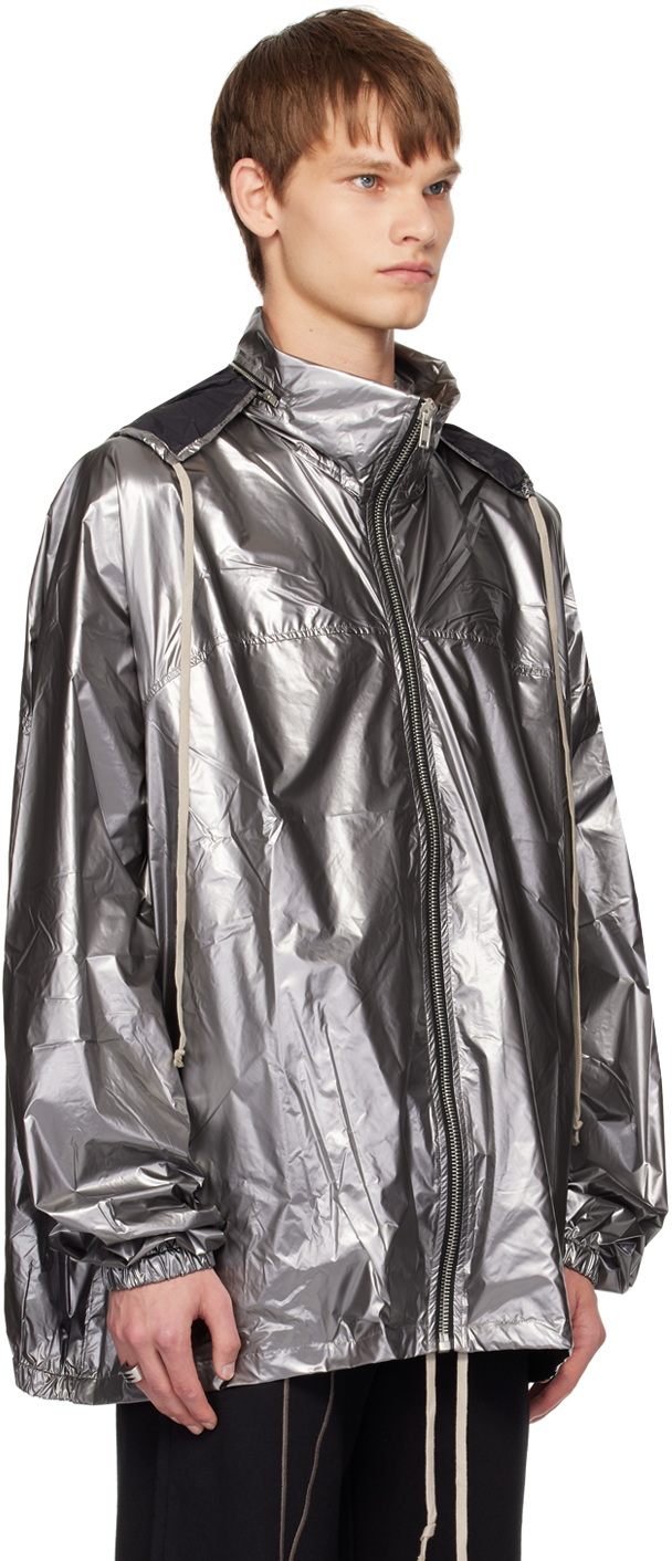 Rick Owens Gunmetal Champion Edition Jumbo Windbreaker In 18 Silver