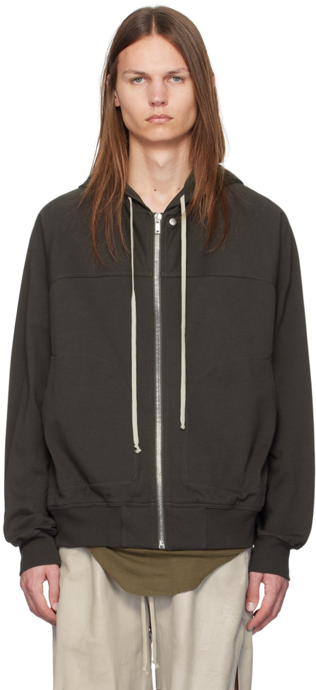 Shop Rick Owens Gray Windbreaker Hoodie In 78 Drkdust