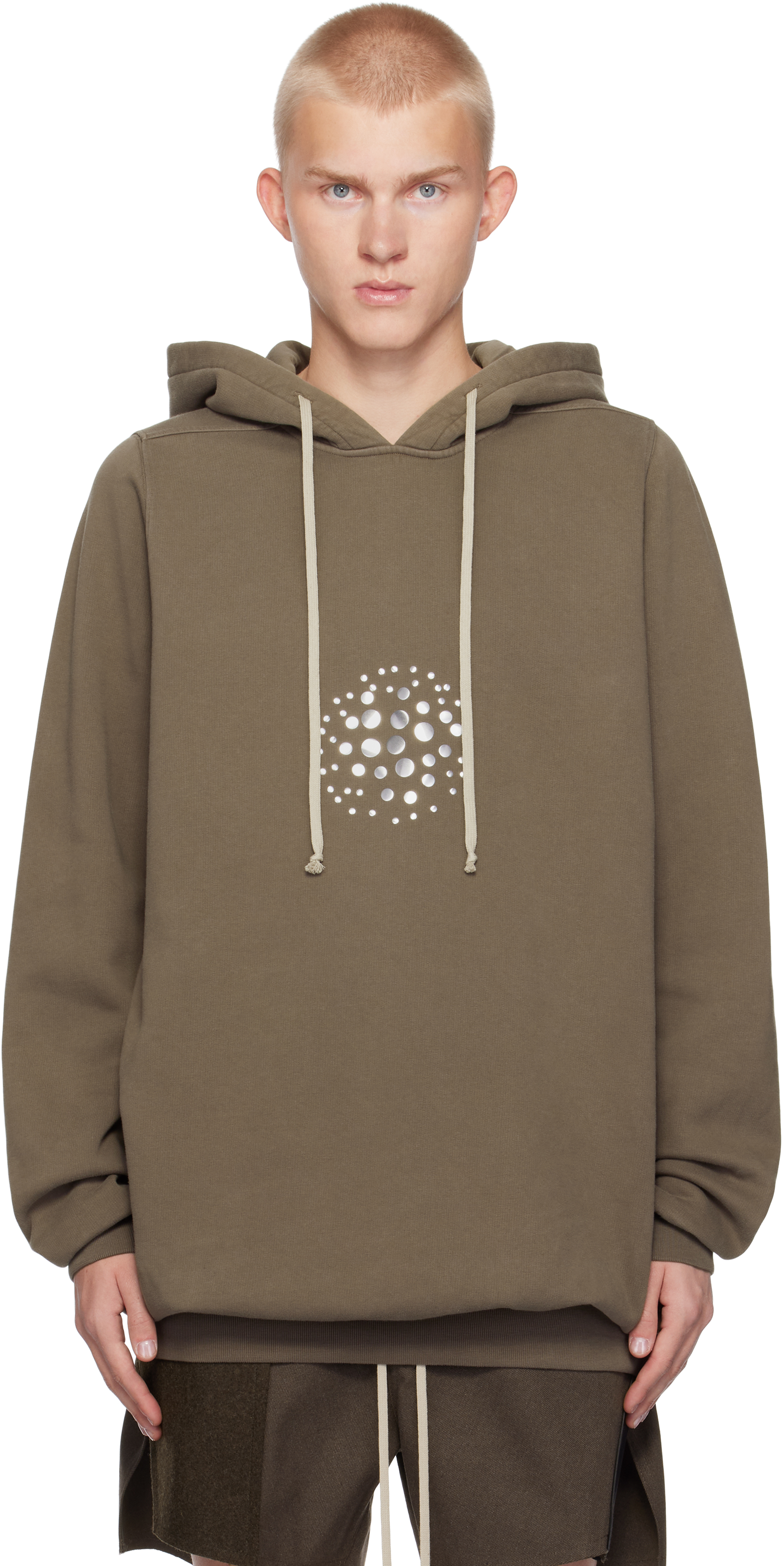 Rick Owens Gray Porterville Orb Studs Hoodie In 34 Dust