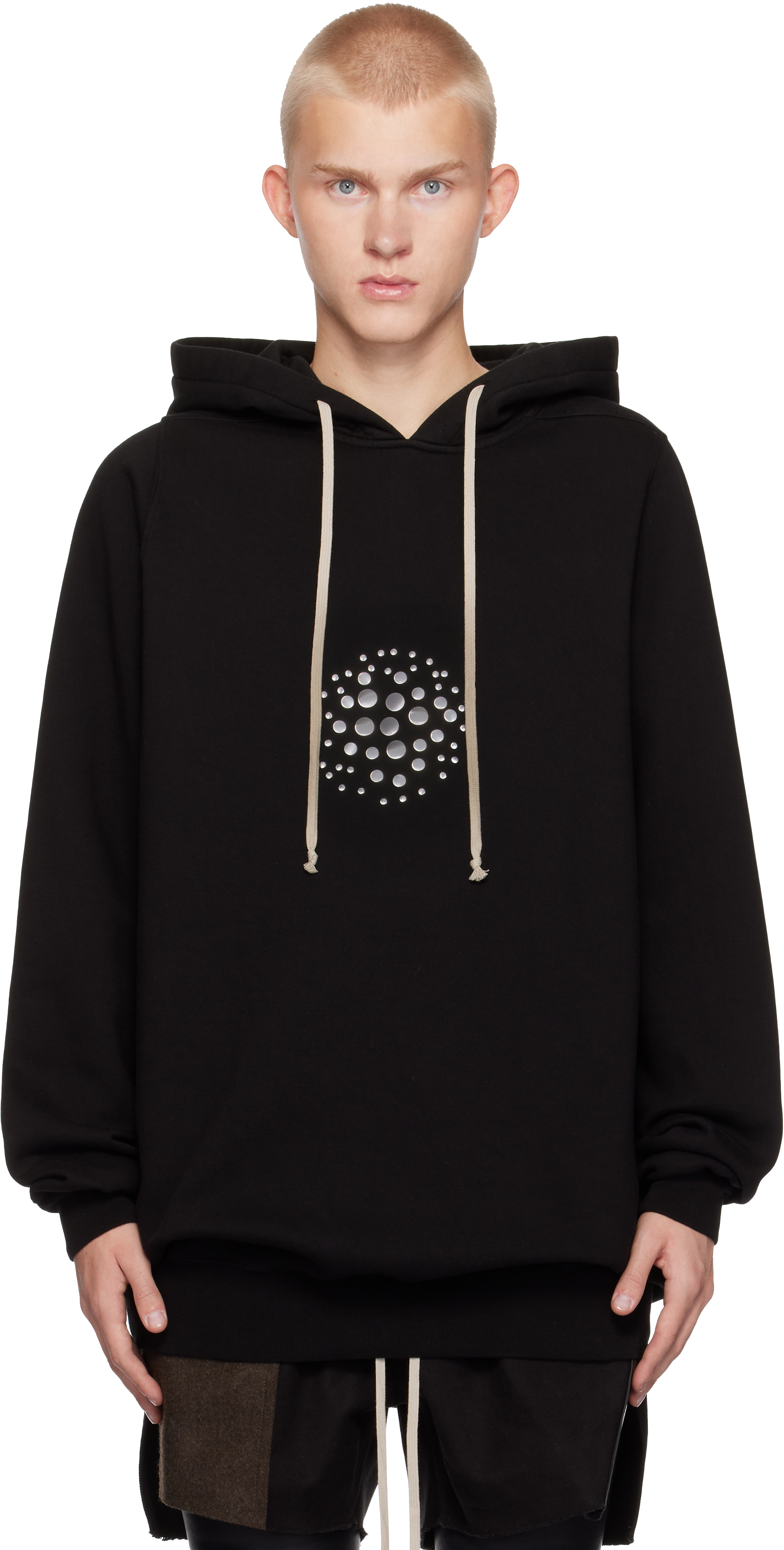 Rick Owens Black Porterville Orb Studs Hoodie In 09 Black