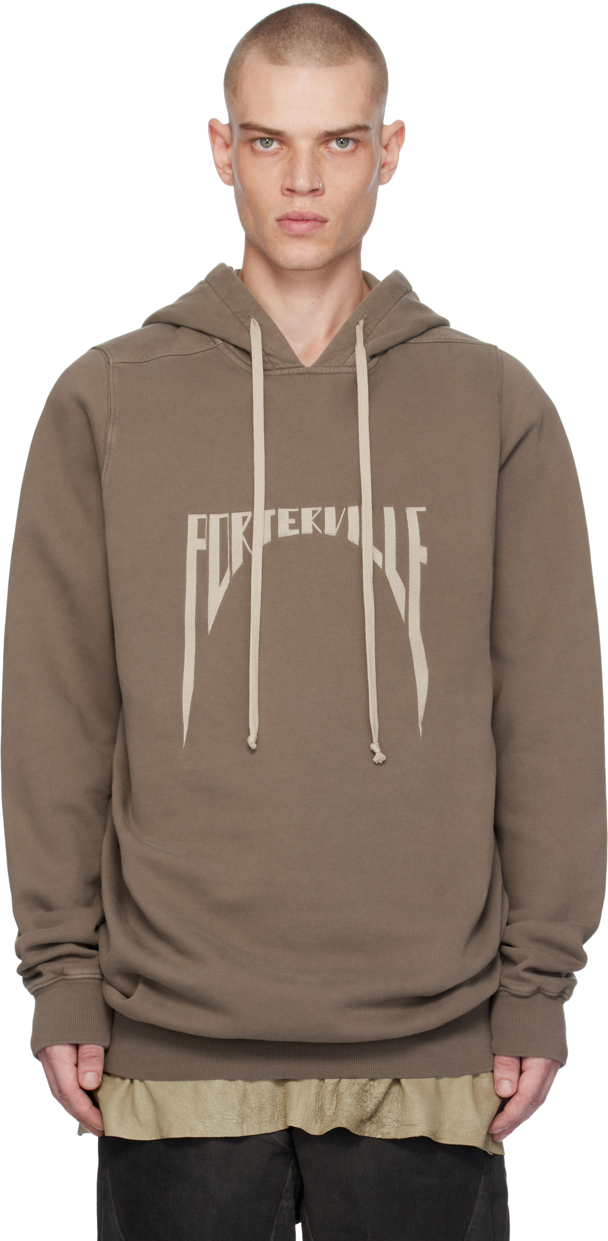 Shop Rick Owens Gray Porterville Oversized Hoodie In 3408 Dust/pearl