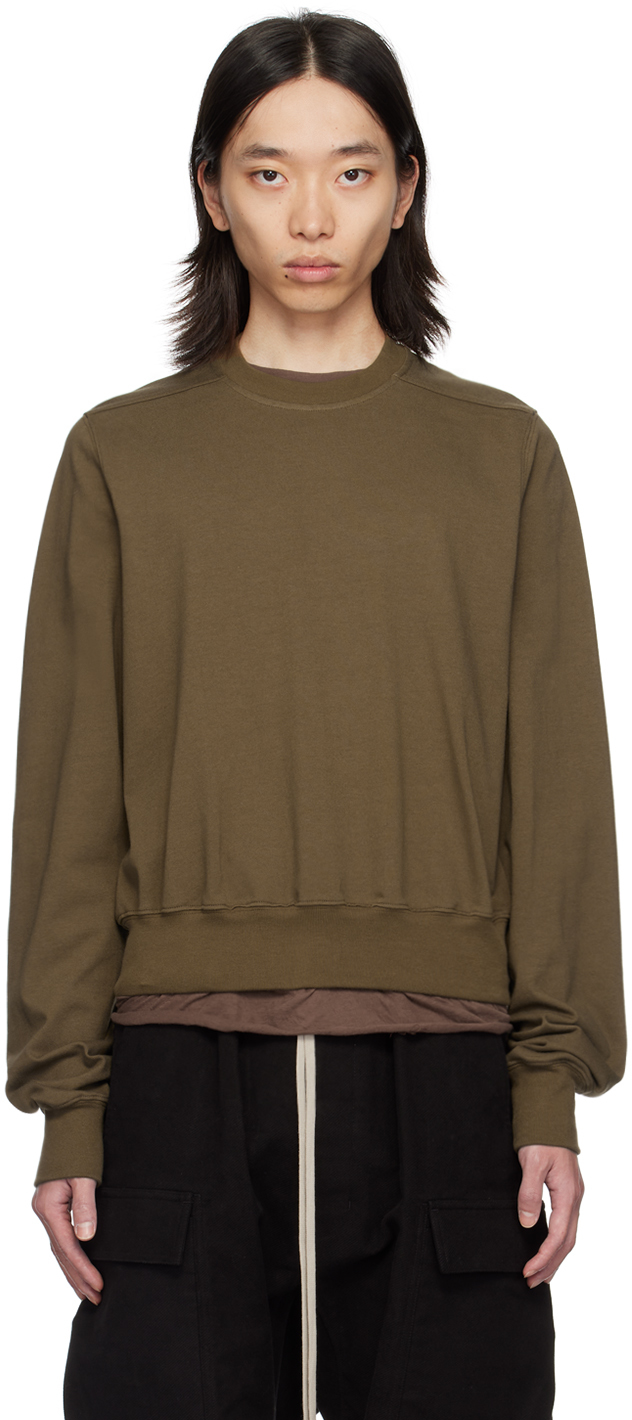 Shop Rick Owens Khaki Porterville Crewneck Sweatshirt In 35 Bean