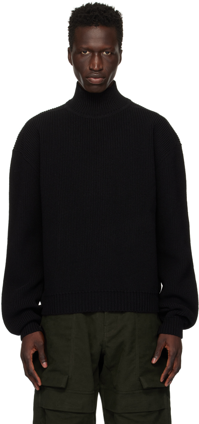 Rick Owens: Black Porterville Rib Turtleneck | SSENSE