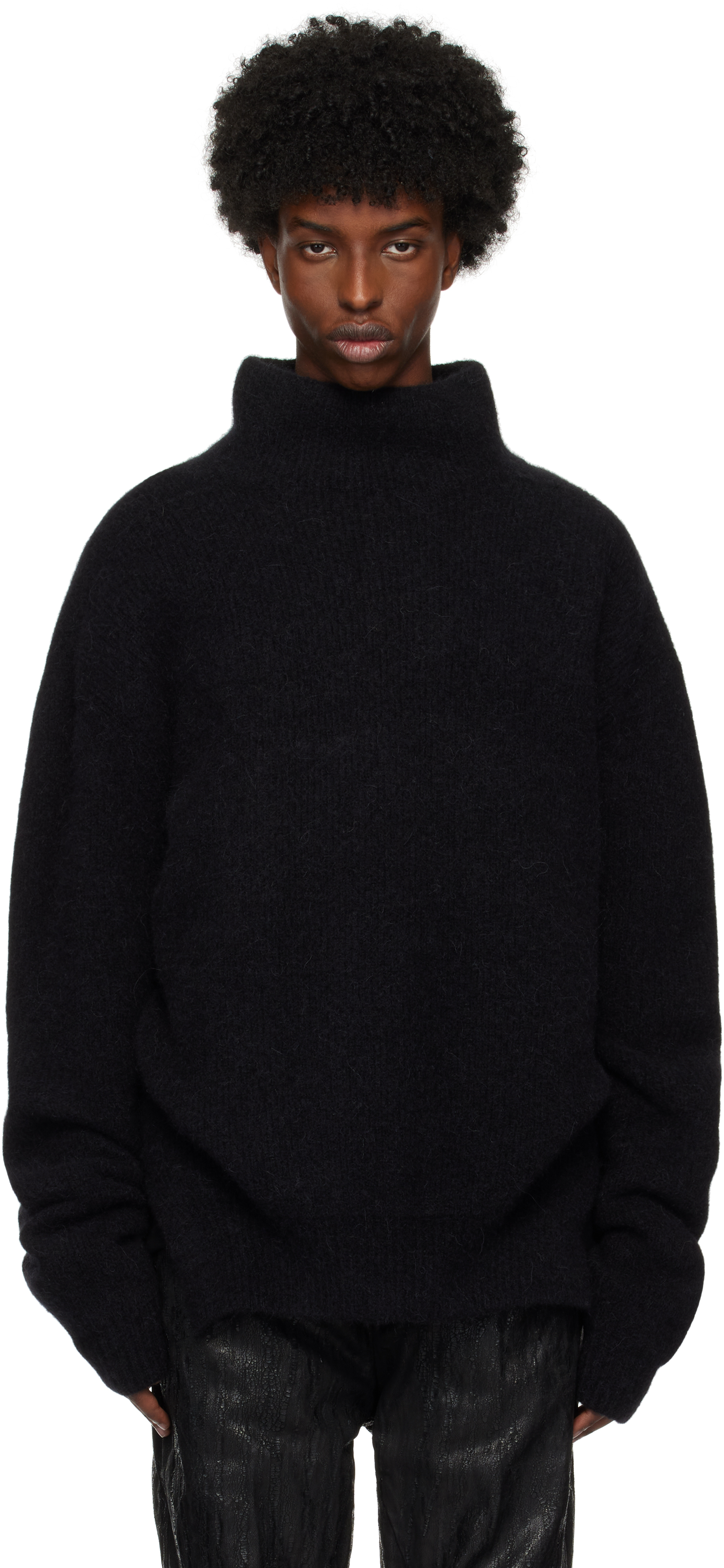 Shop Rick Owens Black Porterville Fisherman Tabard Turtleneck In 09 Black