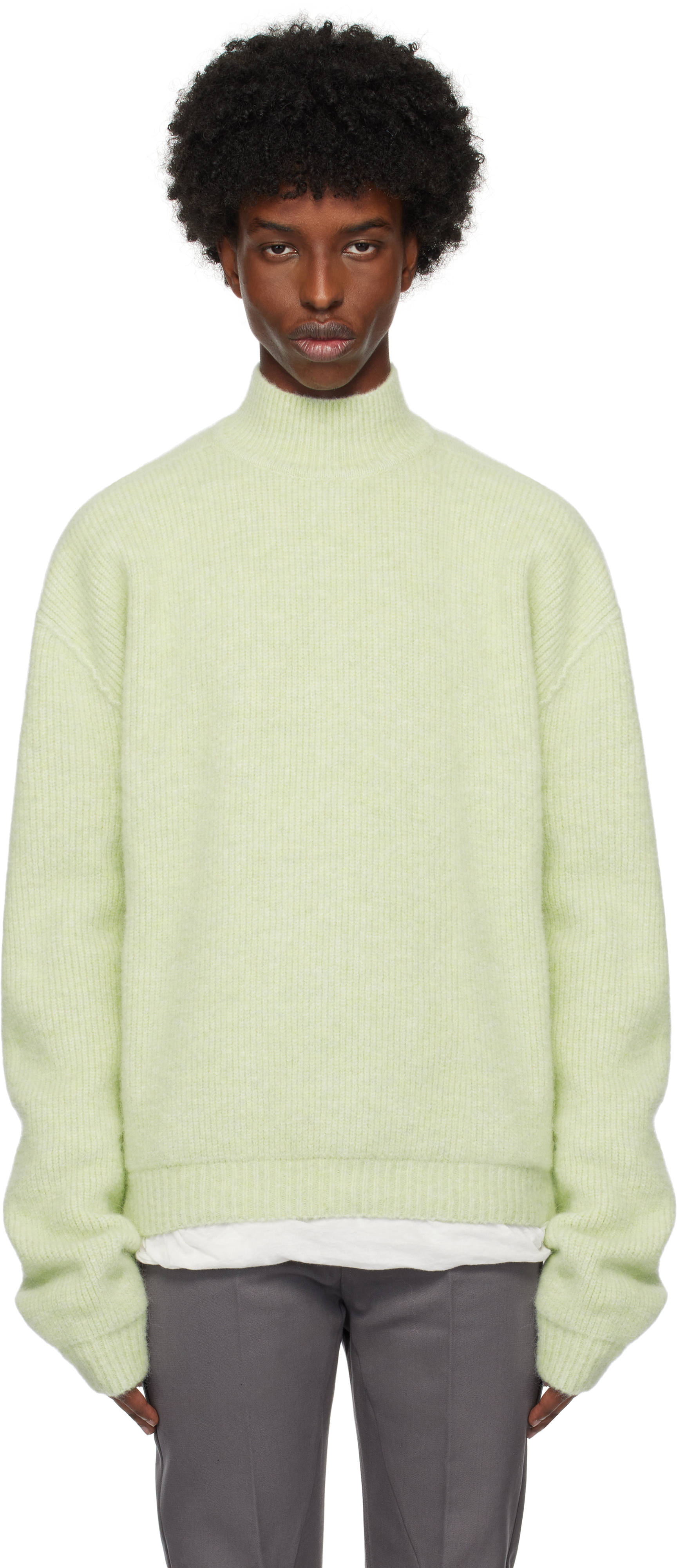 Shop Rick Owens Green Porterville Alpaca Knit Turtleneck In 25 Green